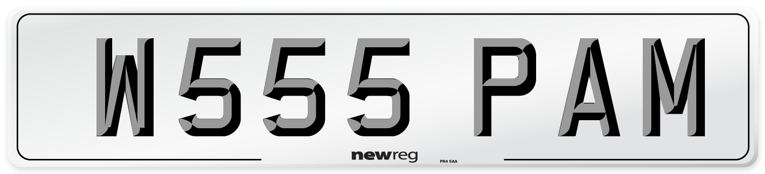 W555 PAM Number Plate from New Reg